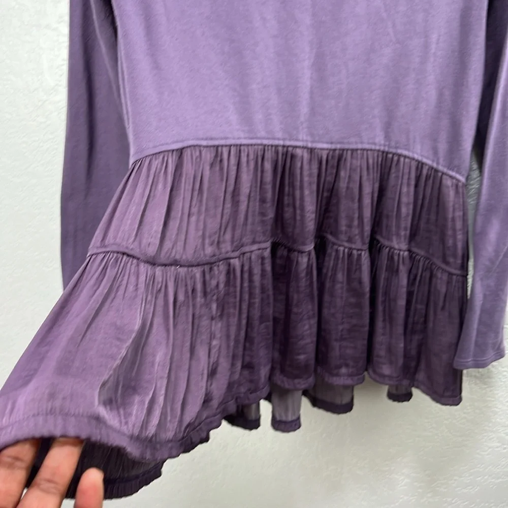 Simply‎ Vera Vera Wang Women’s Purple Peplum Blouse Casual Pullover Sz S chic - Picture 7 of 9